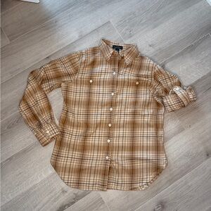 Lauren Ralph Lauren Western Style Plaid Flannel Shirt Women’s M – Brown Cotton